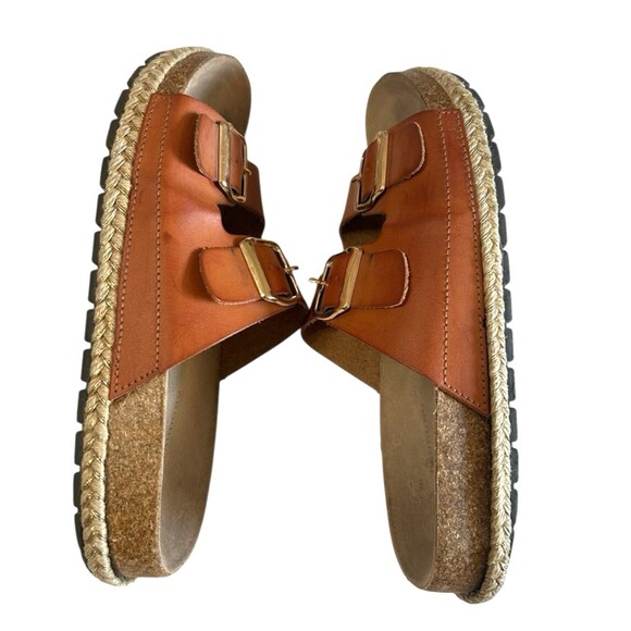 Chinese Laundry Surfs Up  Double Buckle Strap Cognac Espadrille Flat Sandals 9 - Picture 9 of 14